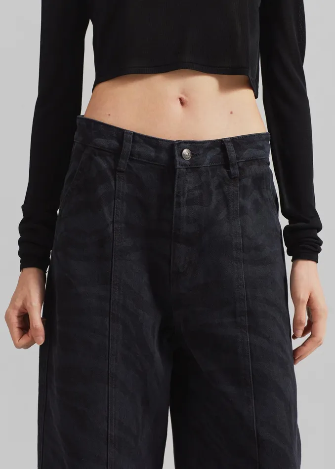 Women Rotate Zebra Twill Cargo Pants 8211 Black Washed The Frankie Shop Bottoms