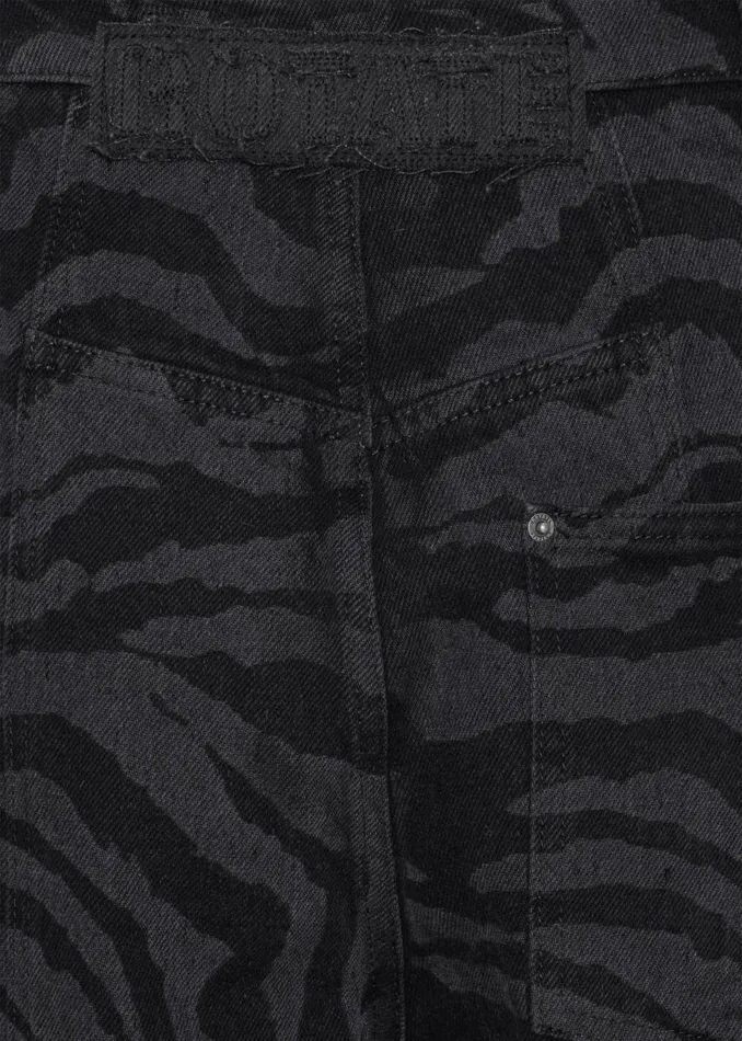 Women Rotate Zebra Twill Cargo Pants 8211 Black Washed The Frankie Shop Bottoms