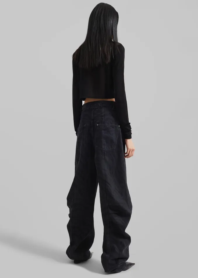 Women Rotate Zebra Twill Cargo Pants 8211 Black Washed The Frankie Shop Bottoms