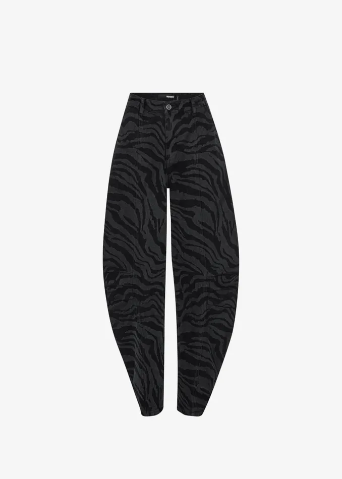 Women Rotate Zebra Twill Cargo Pants 8211 Black Washed The Frankie Shop Bottoms
