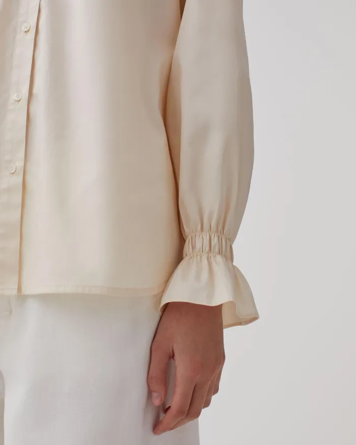 Women Ruffle Neck Shirt Pearled Ivory Comptoir Des Cotonniers Blouses and Shirts and Tops