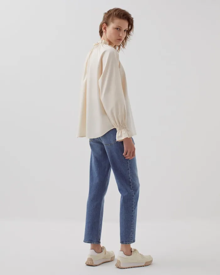 Women Ruffle Neck Shirt Pearled Ivory Comptoir Des Cotonniers Blouses and Shirts and Tops