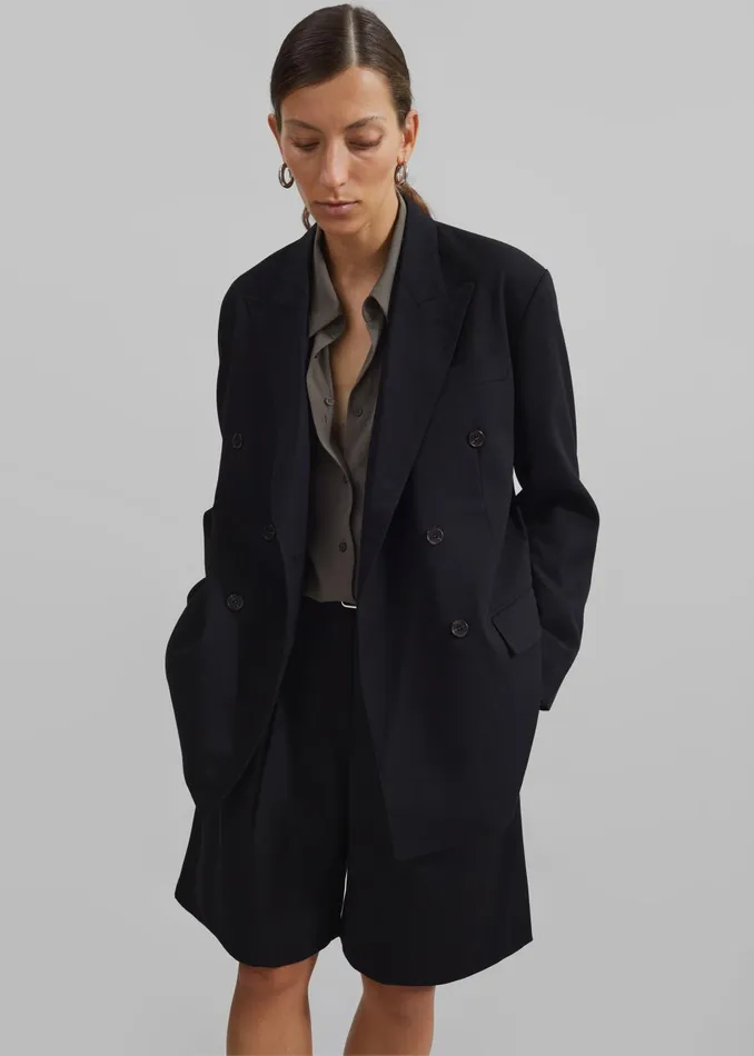 Women Sava Double Breasted Blazer 8211 Black The Frankie Shop Outerwear