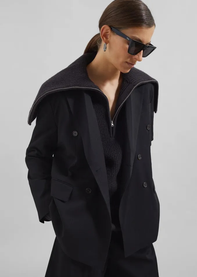 Women Sava Double Breasted Blazer 8211 Black The Frankie Shop Outerwear