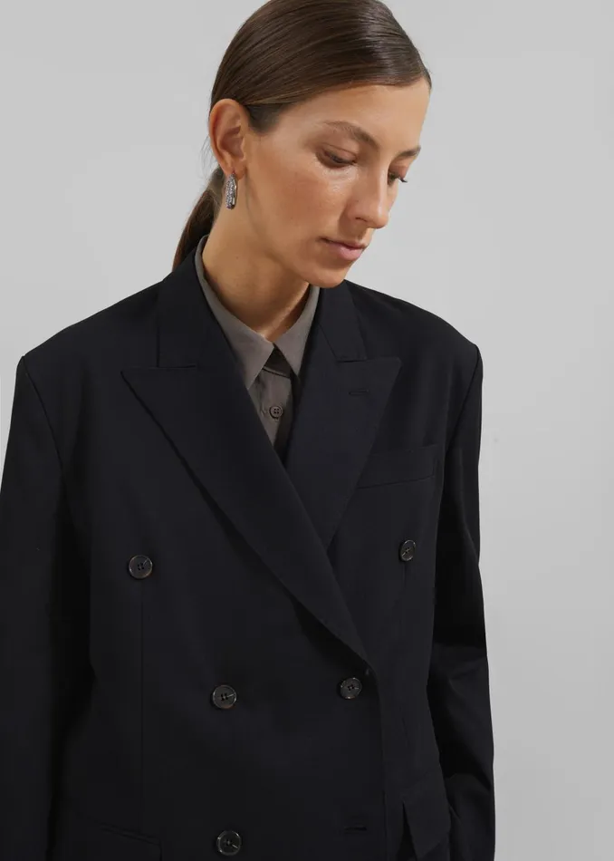 Women Sava Double Breasted Blazer 8211 Black The Frankie Shop Outerwear