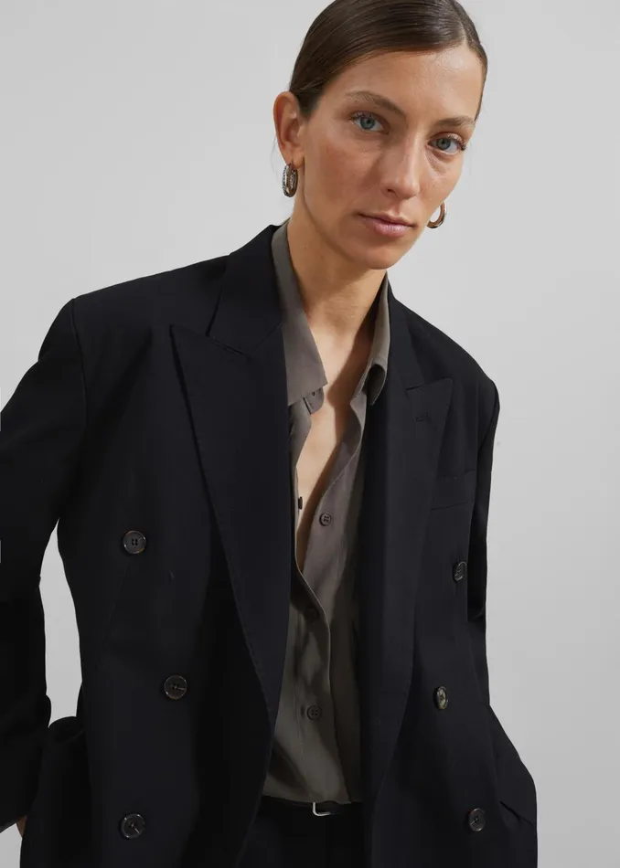 Women Sava Double Breasted Blazer 8211 Black The Frankie Shop Outerwear