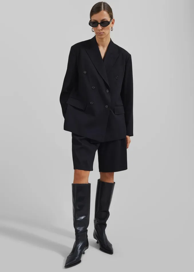 Women Sava Double Breasted Blazer 8211 Black The Frankie Shop Outerwear