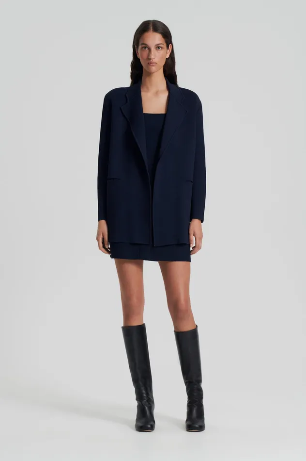 Women Scanlan Theodore CREPE KNIT LOOSE TAILORED JACKET NAVY Jackets