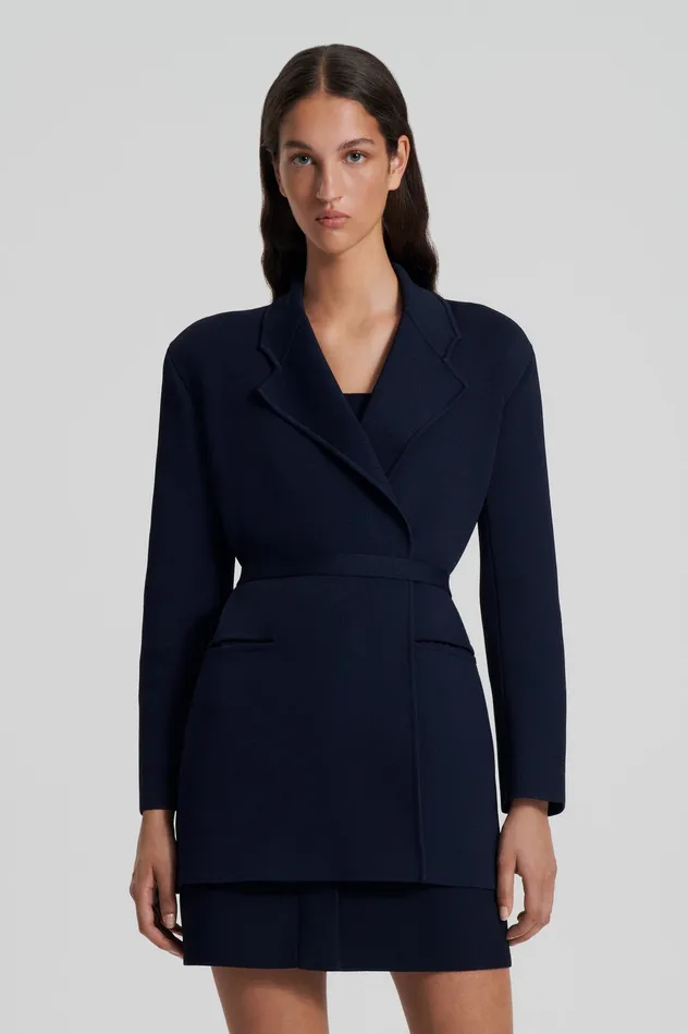 Women Scanlan Theodore CREPE KNIT LOOSE TAILORED JACKET NAVY Jackets Women Scanlan Theodore CREPE KNIT LOOSE TAILORED JACKET NAVY Jackets
