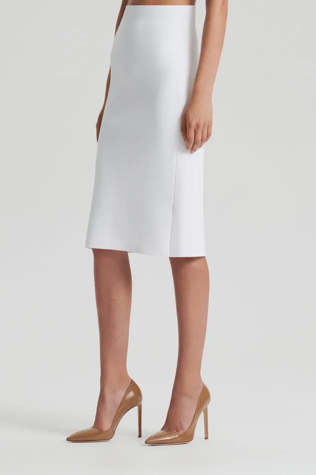 Women Scanlan Theodore CREPE KNIT PENCIL SKIRT WHITE Skirts