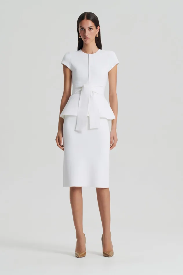 Women Scanlan Theodore CREPE KNIT PENCIL SKIRT WHITE Skirts