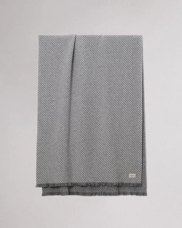 Women Scarves and Ponchos Rag and Bone Joni Stripe Wool Scarf Mid Grey Greige