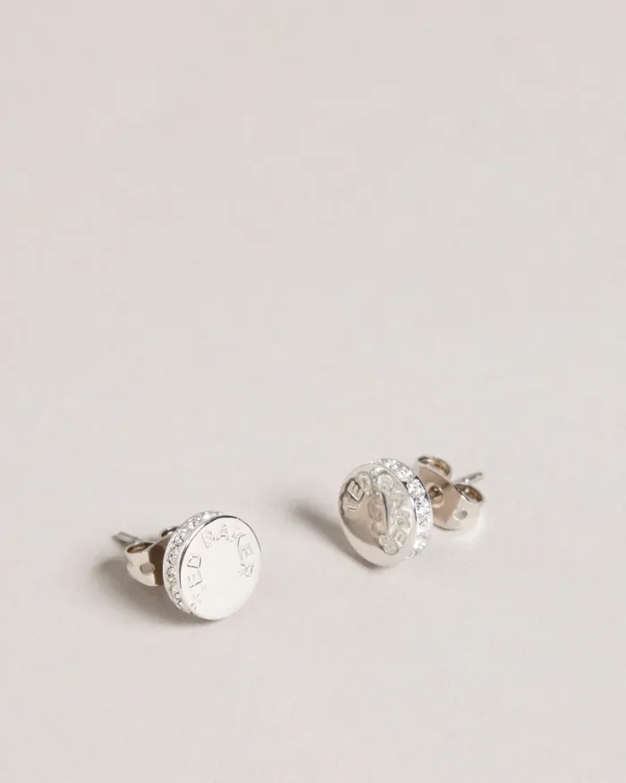 Women SEESAY 8211 Sparkle Logo Stud Earrings Silver Colour Ted Baker Jewellery