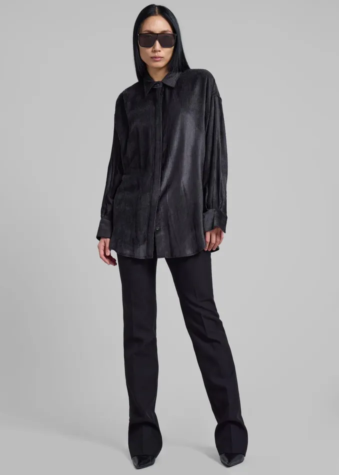 Women Serin Corduroy Shirt 8211 Black The Frankie Shop Tops