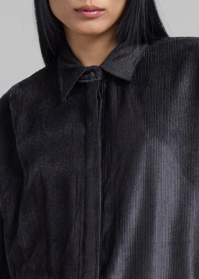 Women Serin Corduroy Shirt 8211 Black The Frankie Shop Tops