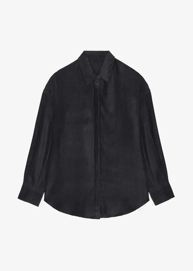 Women Serin Corduroy Shirt 8211 Black The Frankie Shop Tops
