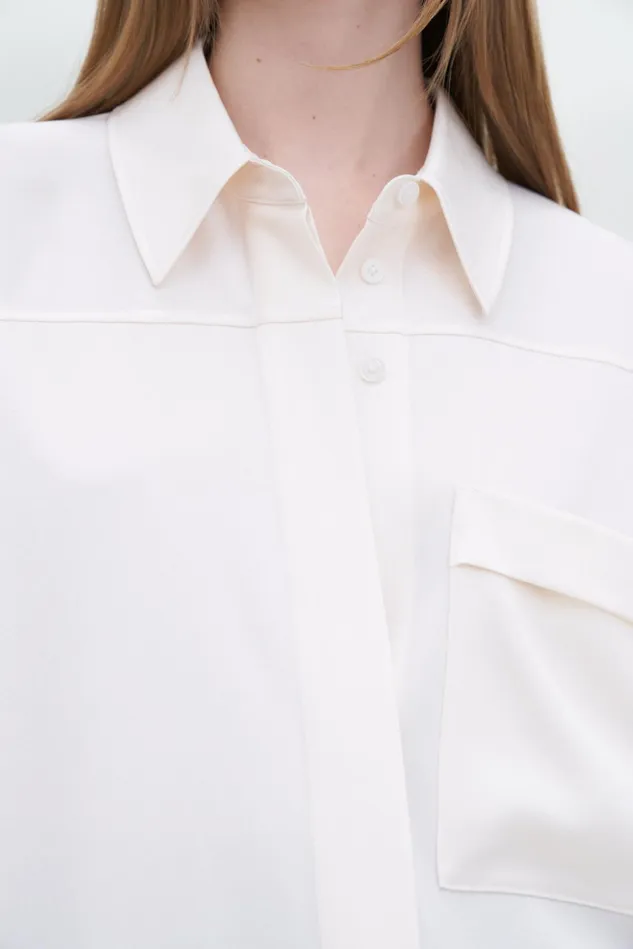 Women Shiny Pocket Blouse Cream Filippa K Shirts and Blouses