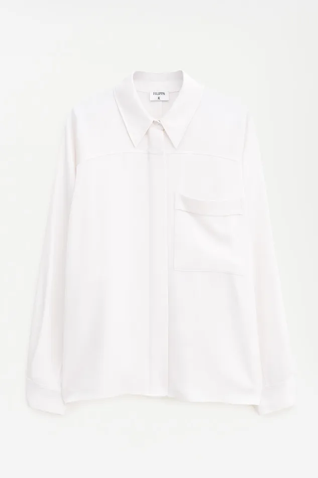 Women Shiny Pocket Blouse Cream Filippa K Shirts and Blouses