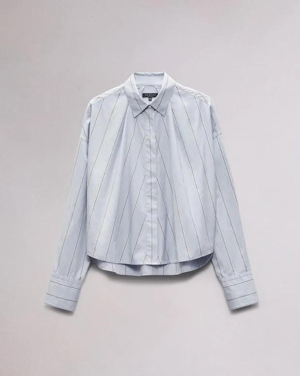 Women Shirts and Tops Rag and Bone Martha Cotton Shirt Light Blue Stripe