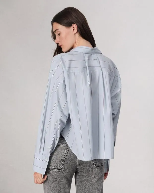 Women Shirts and Tops Rag and Bone Martha Cotton Shirt Light Blue Stripe
