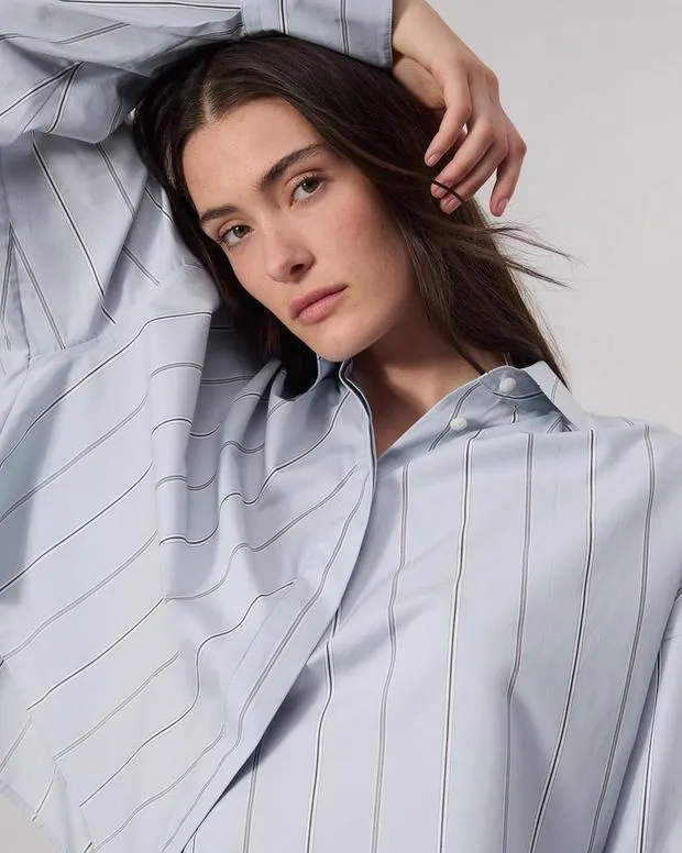 Women Shirts and Tops Rag and Bone Martha Cotton Shirt Light Blue Stripe