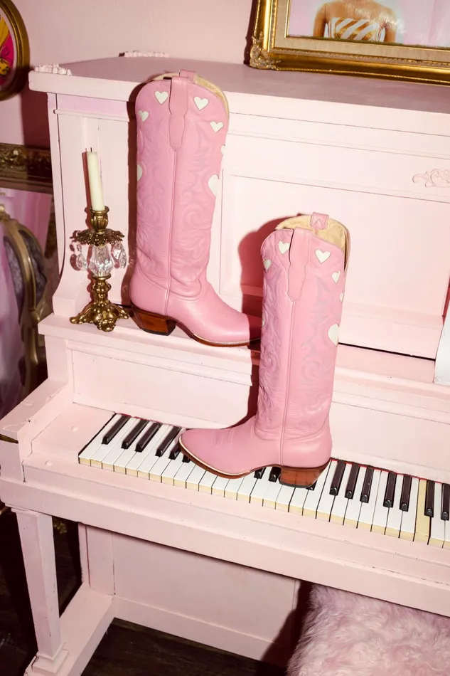 Women Shoes LoveShackFancy Cheek Heart Boots By City Boots Pink