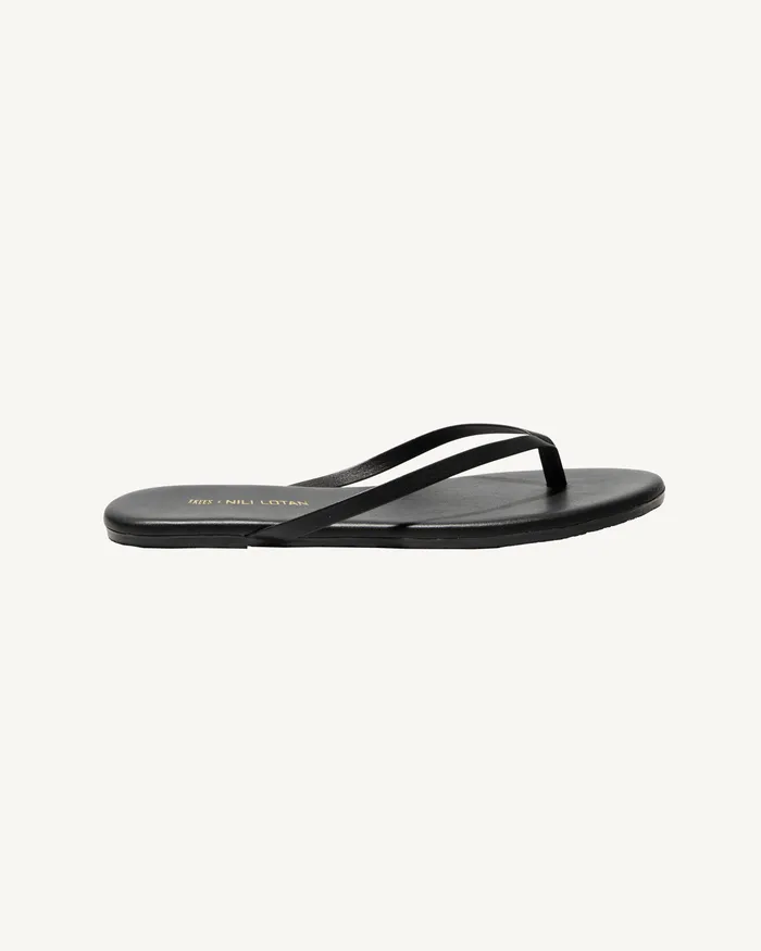 Women Shoes Nili Lotan NL X TKEES LEATHER FLIP FLOP Black
