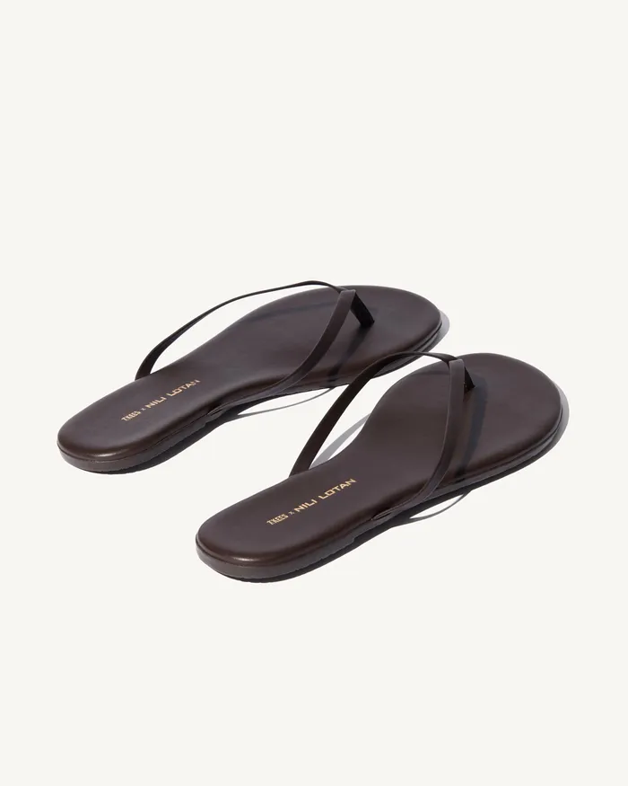 Women Shoes Nili Lotan NL X TKEES LEATHER FLIP FLOP Black