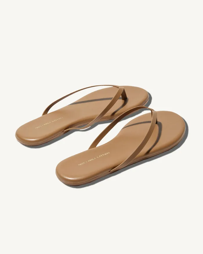 Women Shoes Nili Lotan NL X TKEES LEATHER FLIP FLOP Black