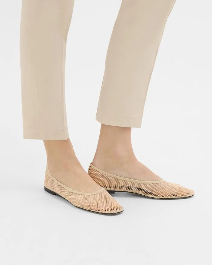 Women Shoes Theory Ballet Flat In Mesh Light Nude