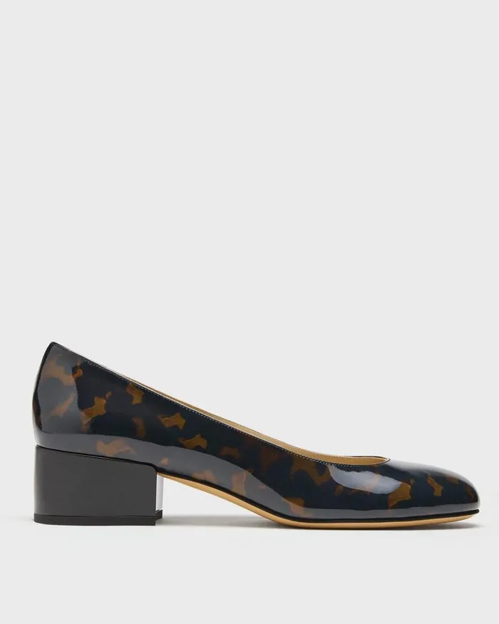 Women Shoes Theory Ballet Pump In Tortoiseshell Print Leather Blackbrown