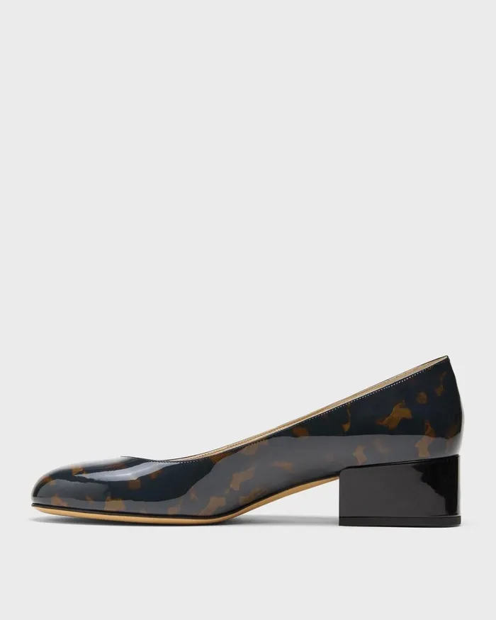 Women Shoes Theory Ballet Pump In Tortoiseshell Print Leather Blackbrown