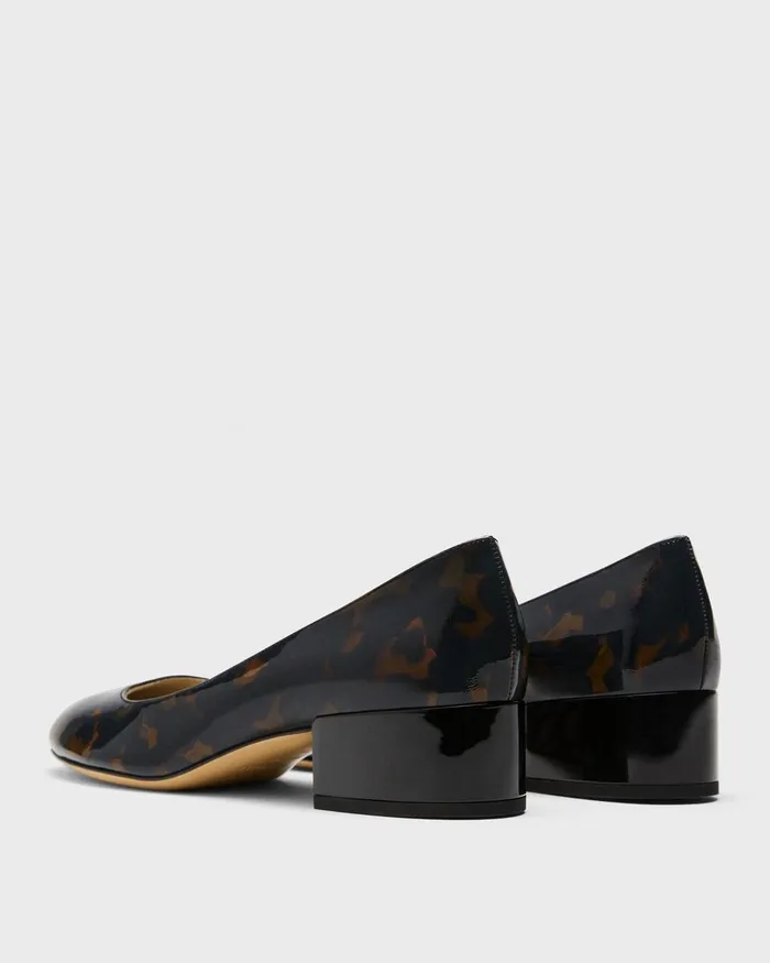 Women Shoes Theory Ballet Pump In Tortoiseshell Print Leather Blackbrown