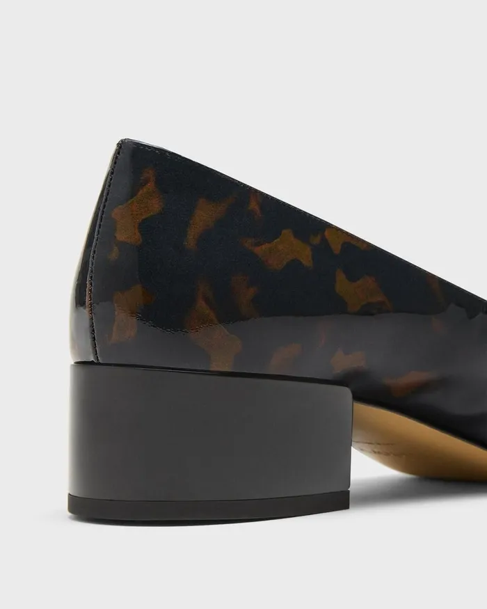 Women Shoes Theory Ballet Pump In Tortoiseshell Print Leather Blackbrown