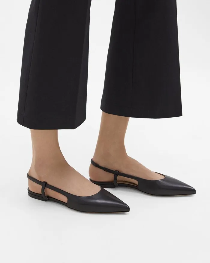 Women Shoes Theory Slingback Flat In Leather Black