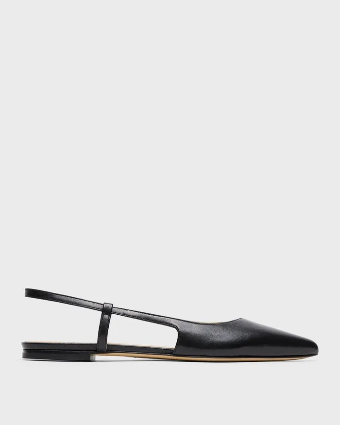 Women Shoes Theory Slingback Flat In Leather Black