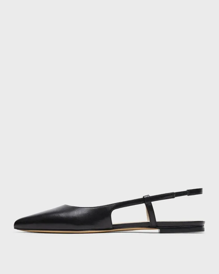 Women Shoes Theory Slingback Flat In Leather Black