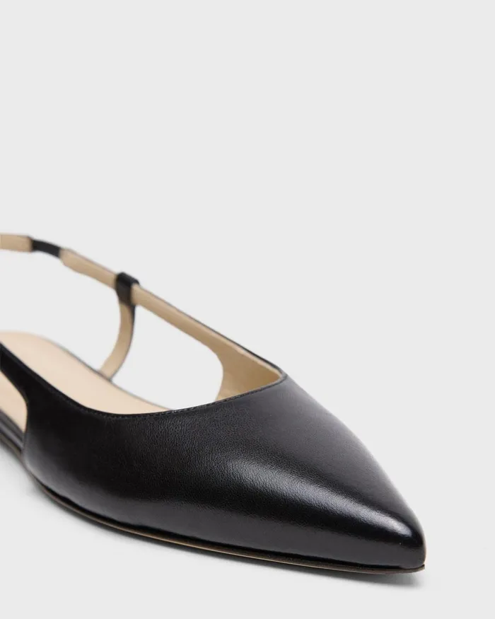 Women Shoes Theory Slingback Flat In Leather Black