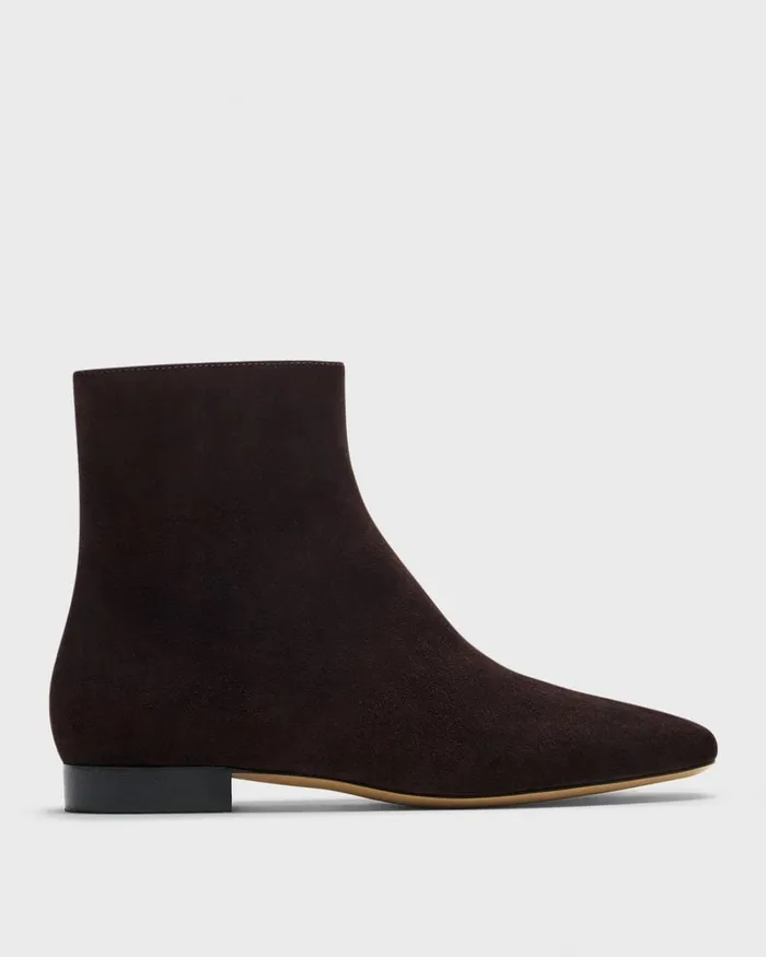 Women Shoes Theory Zip Bootie In Suede Hickory