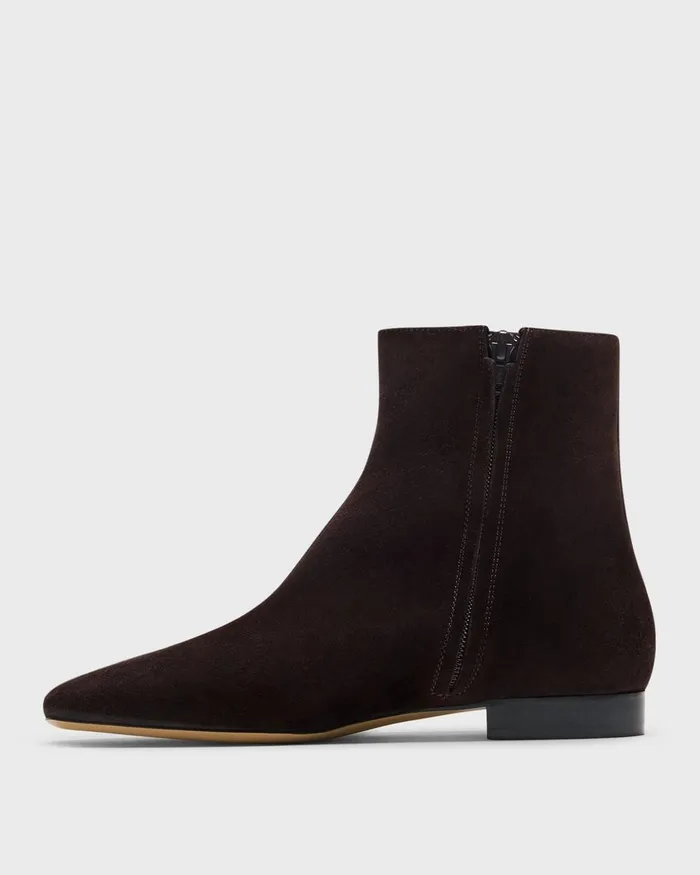 Women Shoes Theory Zip Bootie In Suede Hickory