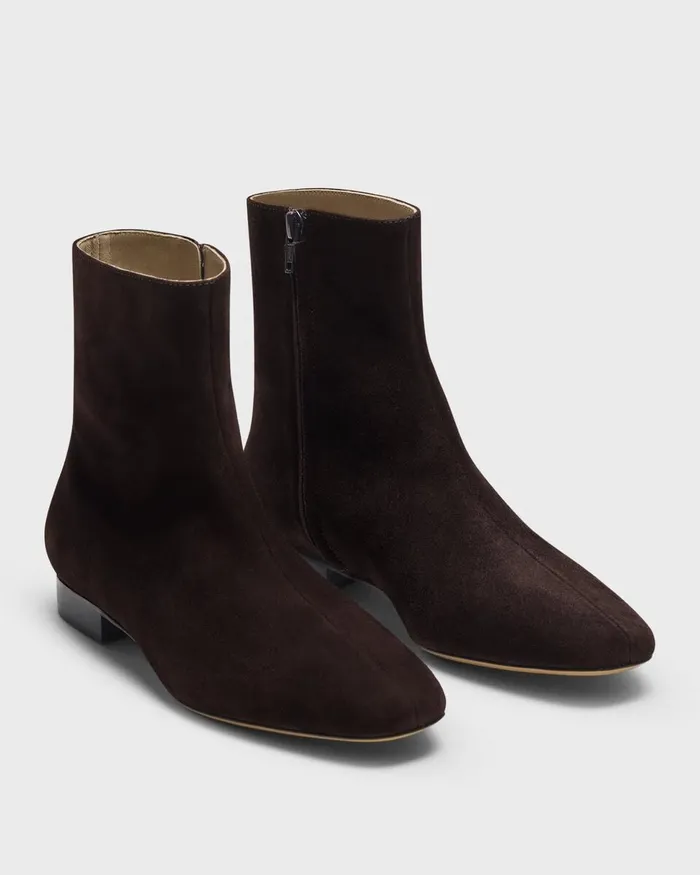 Women Shoes Theory Zip Bootie In Suede Hickory