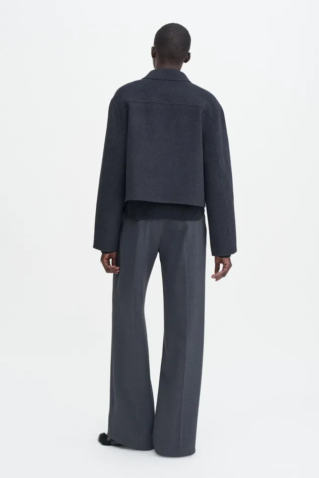 Women Short Wool Cashmere Jacket Anthracite Melange Filippa K Outerwear