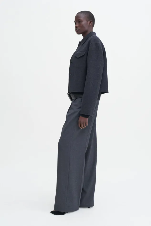Women Short Wool Cashmere Jacket Anthracite Melange Filippa K Outerwear