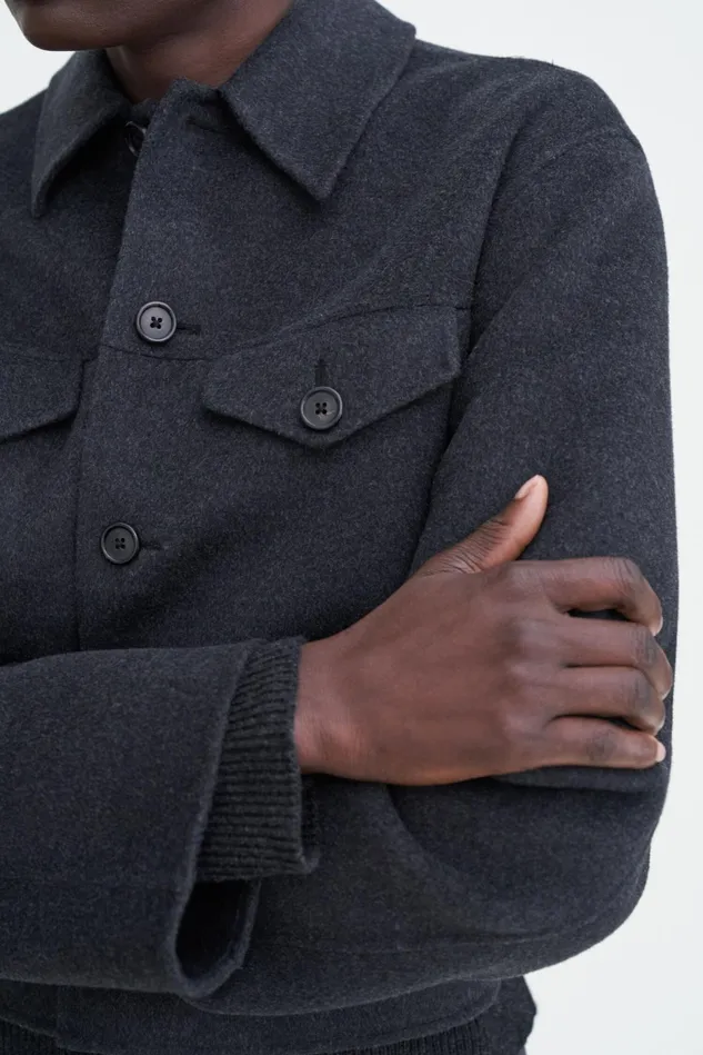 Women Short Wool Cashmere Jacket Anthracite Melange Filippa K Outerwear