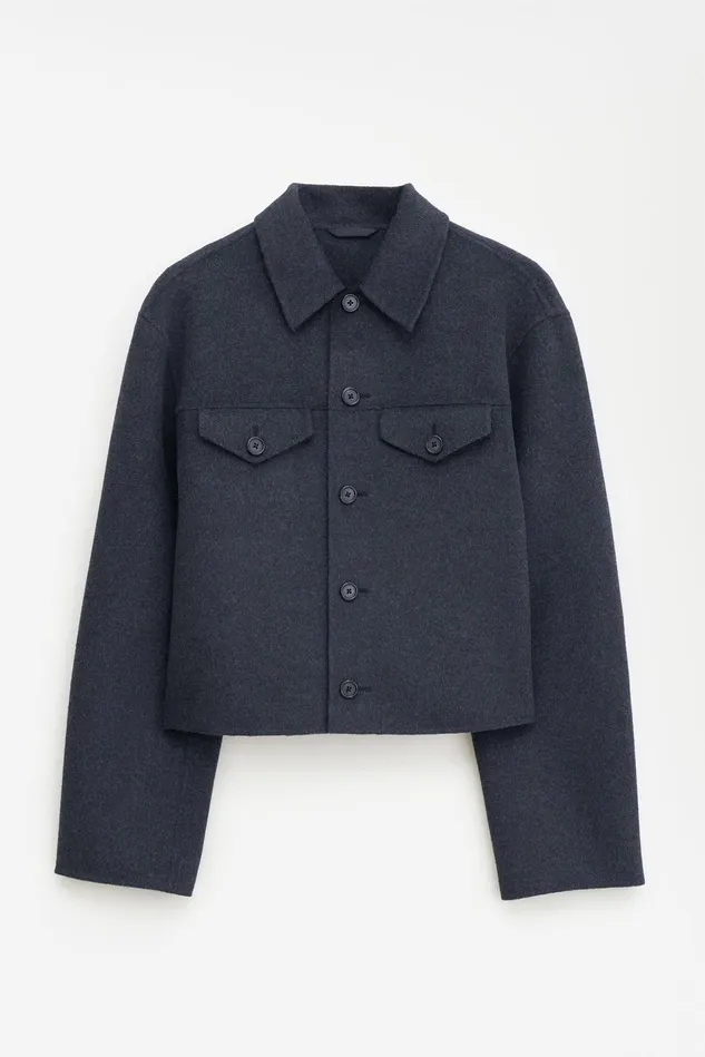 Women Short Wool Cashmere Jacket Anthracite Melange Filippa K Outerwear