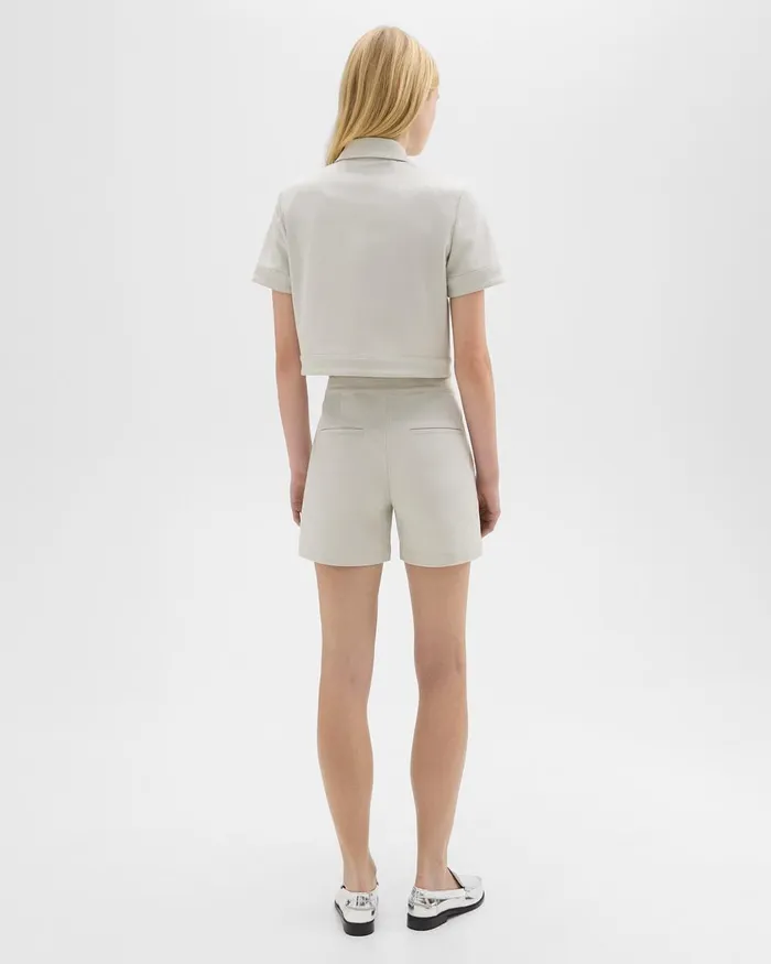Women Shorts Theory Waist Tab Short In Neoteric Twill Limestone