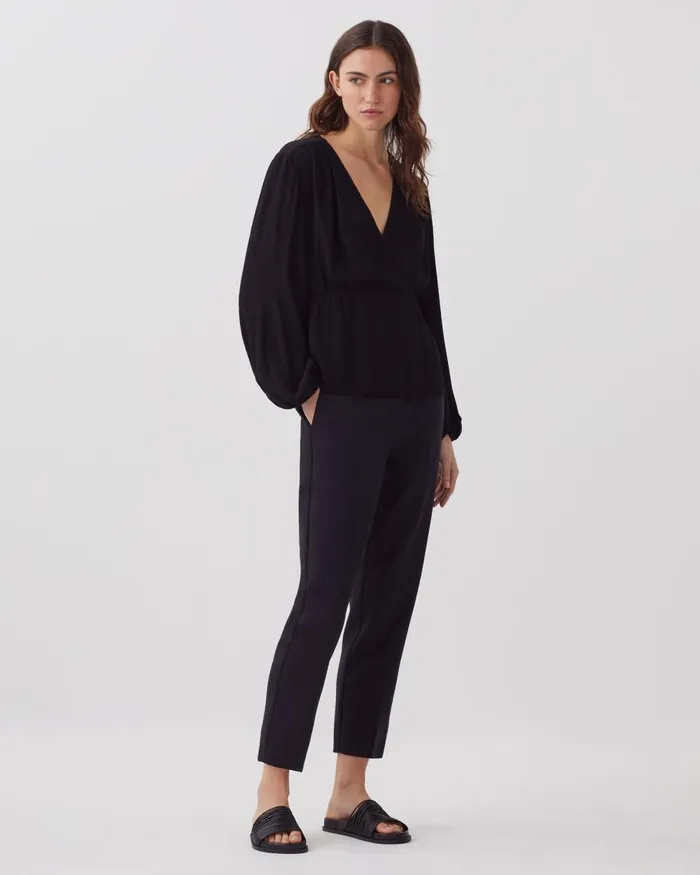 Women Silky Wrap Blouse Black Beauty Comptoir Des Cotonniers Blouses and Shirts and Tops