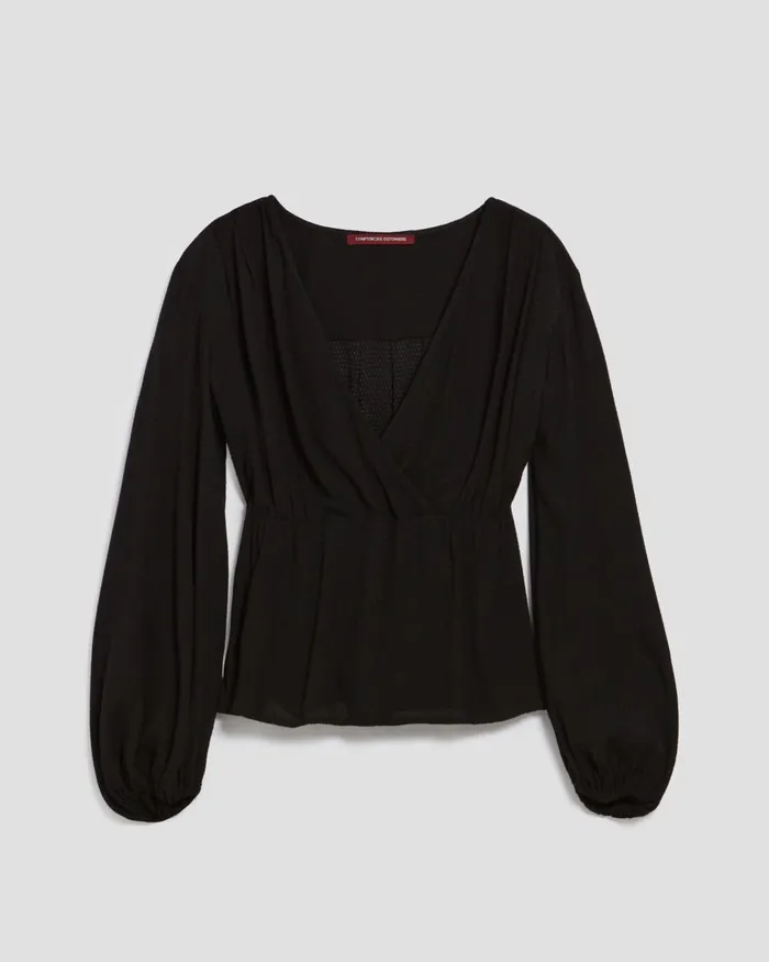 Women Silky Wrap Blouse Black Beauty Comptoir Des Cotonniers Blouses and Shirts and Tops