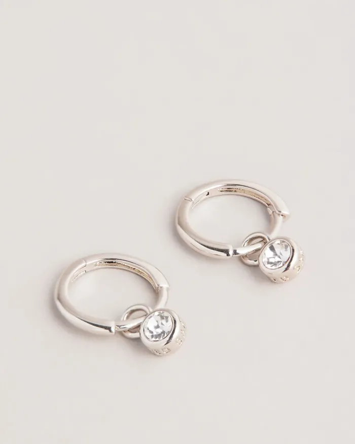 Women SINAALA 8211 Crystal Huggie Earrings Silver Colour Ted Baker Jewellery