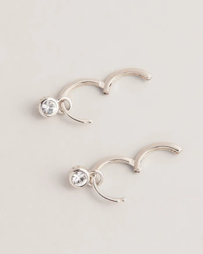 Women SINAALA 8211 Crystal Huggie Earrings Silver Colour Ted Baker Jewellery